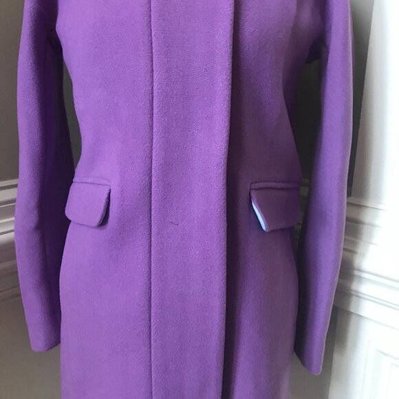 NWT JCREW NEW Cocoon Coat Jacket Womens 0 Purple Italian Stadium Cloth Wool NEW - Picture 7 of 12
